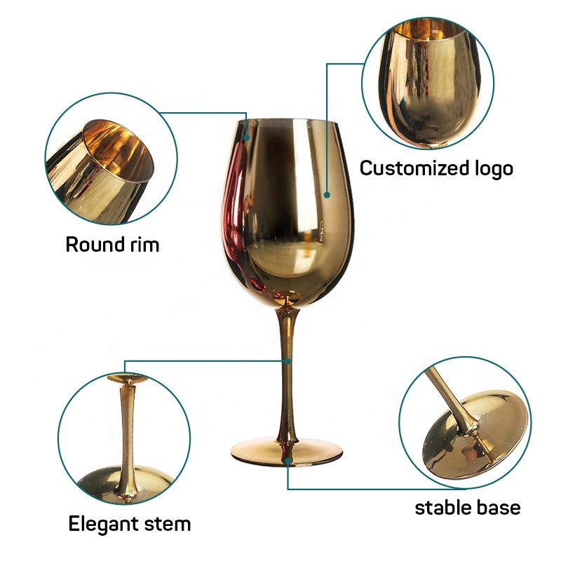 Mayorista Amazon Hot Sell Color de Oro Electroplated vino personalizado Vidrio