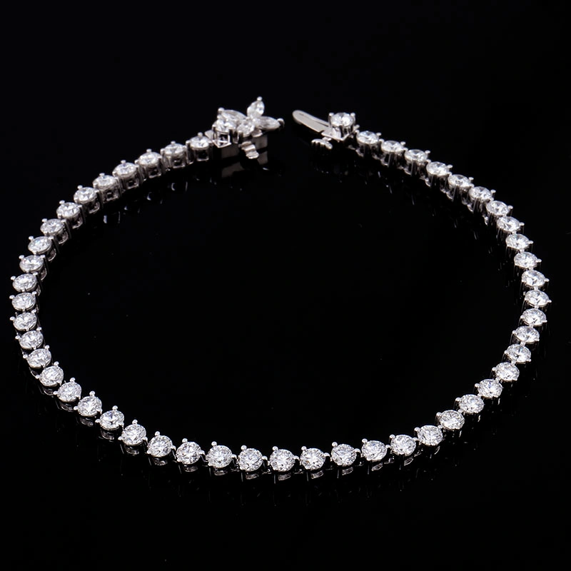 Customized 2-5mm 18K Au750 Solid Gold Plated Jewelry Moissanite Tennis Bracelet Charm for Women