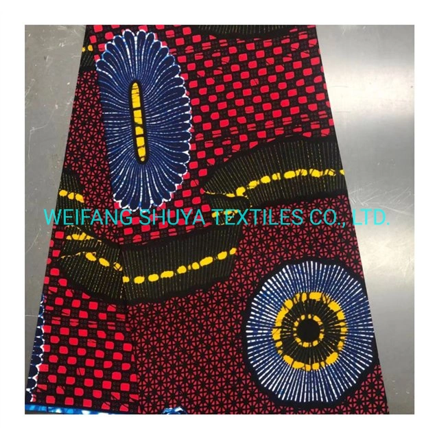 100% Polyester African Printed Wax Cloth Fabric for Fashion Clothing Custom