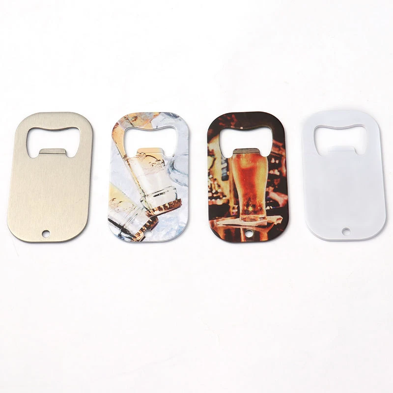 Heat Transfer Blank White Stainless Steel Dog Tag Shaped Bottle Opener DIY Customized Design