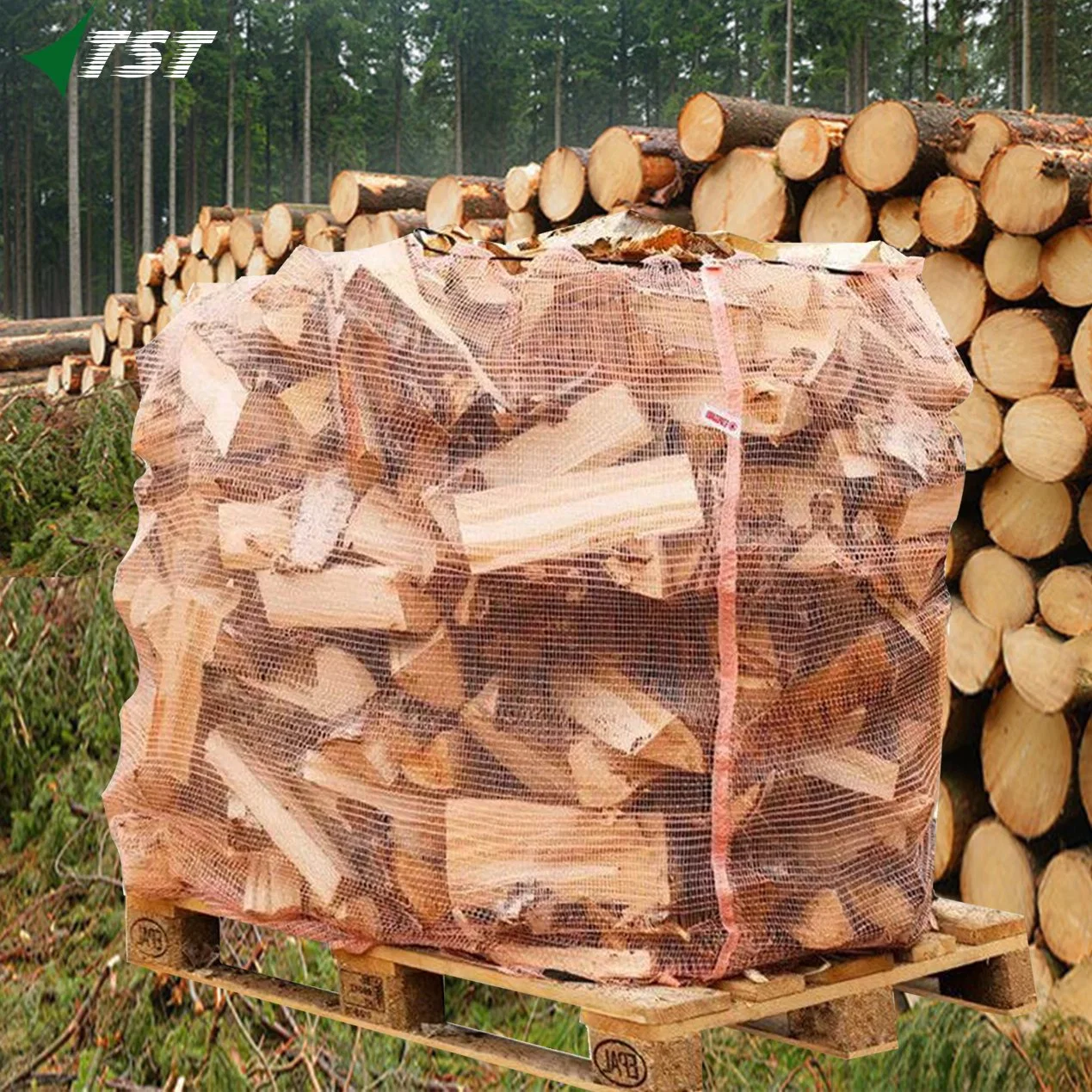 50*72cm 60*100cm PP Leno Fire Wood Sack Kindling Red Mesh Nettobüten