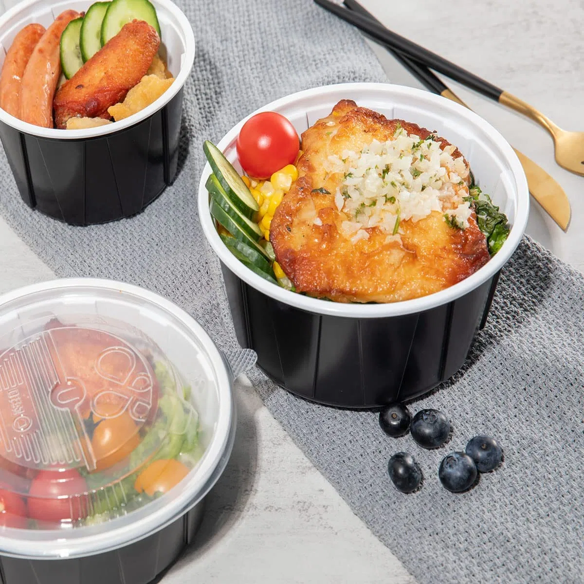 Disposable Food Containers with Lids to Go Containers for Food, Freezer & Microwave Safe