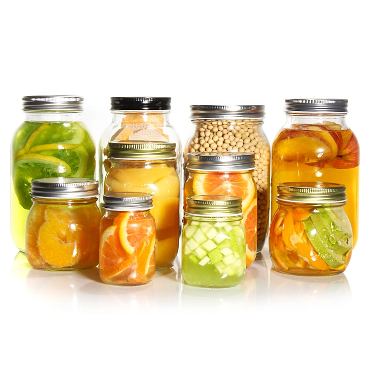 Free Sample 32oz 4oz 5oz 8oz 16oz 24oz Kitchen Bar Restaurant Salad Jam Jelly Wide Mouth Glass Mason Canning Jar with Lid and Band