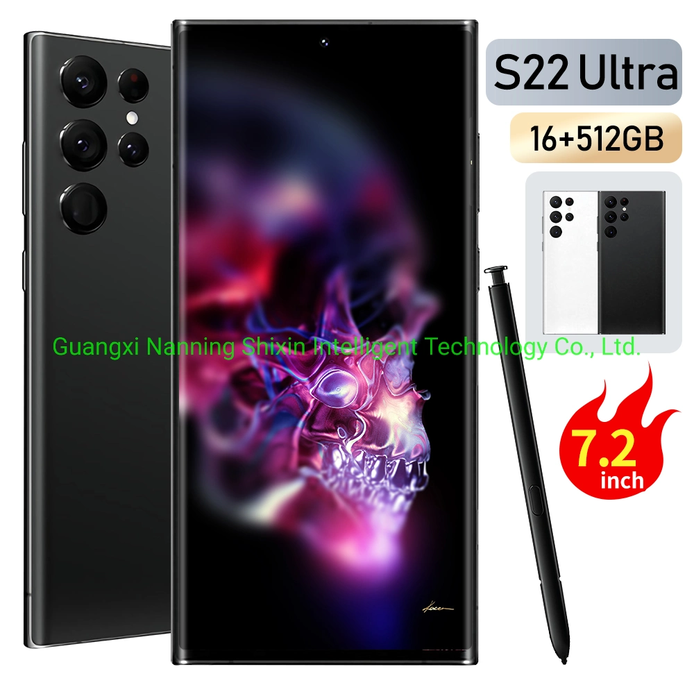 Vente chaude S22 Ultra 16Go + 512 Go d'origine face à déverrouiller plein écran Téléphone cellulaire