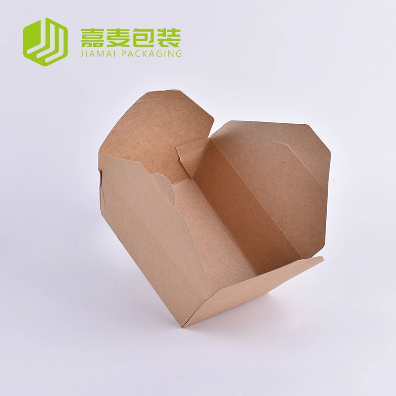 Custom Impreso reciclable Lunch Box Kraft Brown Cajas de comida desechables Kraft papel Fried Chicken Packaging Box Salad Box Embalaje de alimentos