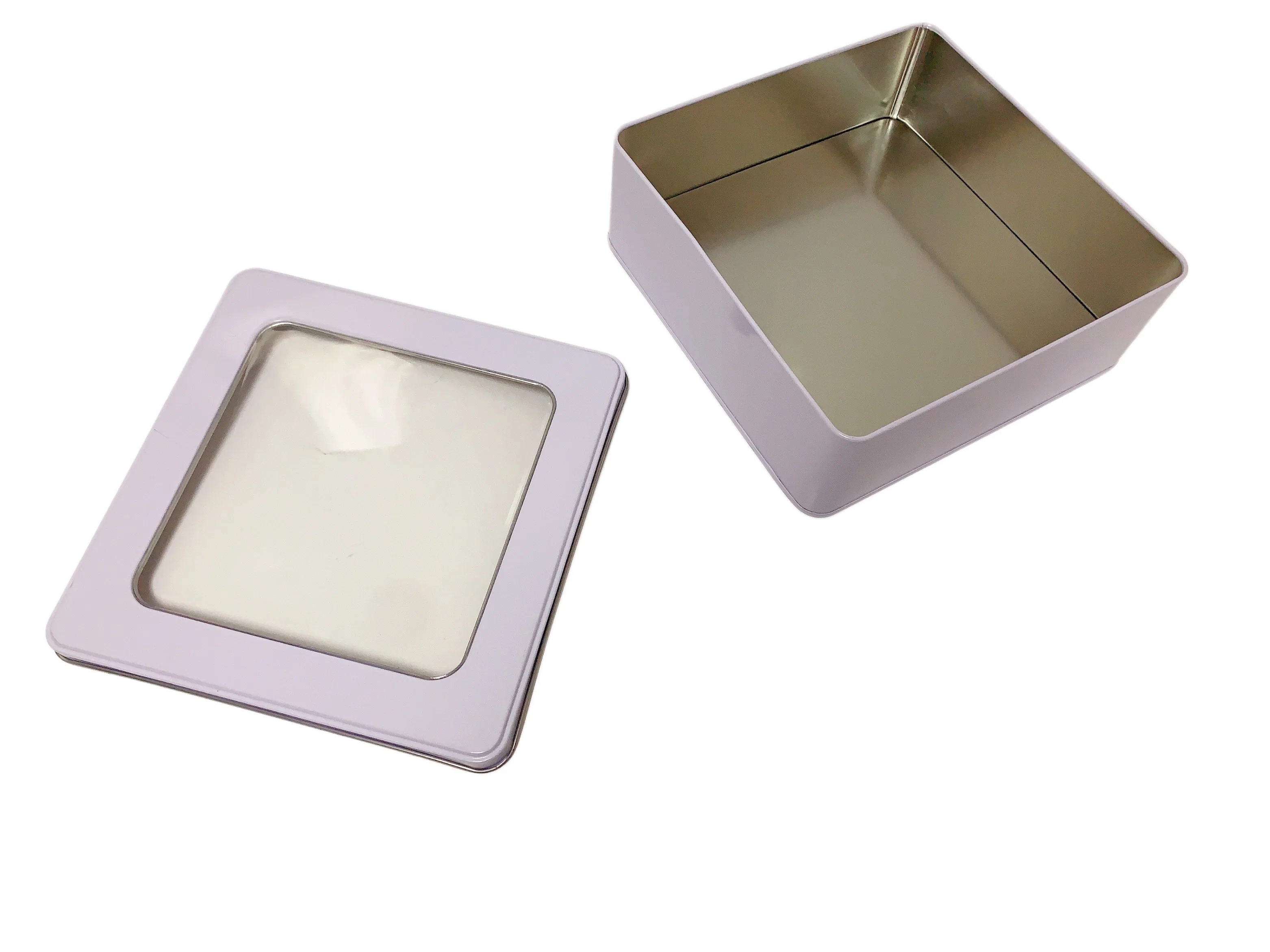 Factory Price Square Tin with Clear Pet Window Toy Tin Box with PVC Window Pazzle Metal Box Window Tin Box