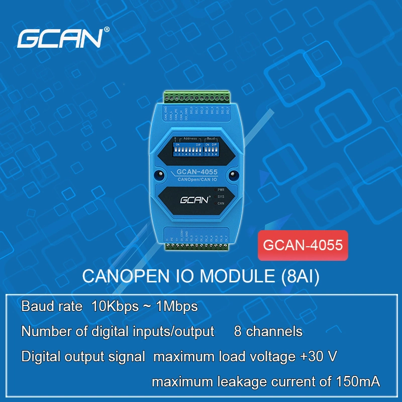 Gcan4055 CANopen CAN Bus IO-Modul 8DI 8do Digitaleingang Und Ausgang CANopen CAN Bus IO-Modul