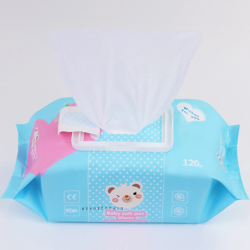 Manufacturer Wholesale Baby Hand Mouth Wipes 120 Counts Large Packs of Wet Wipes with Lid for Newborns Disposable Wipes