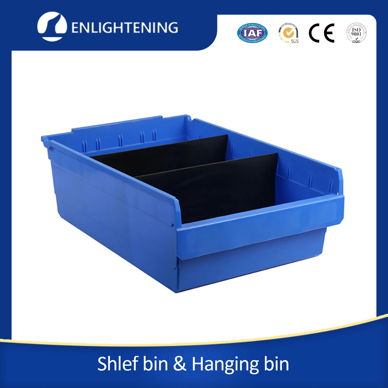 300*100*150mm High quality/High cost performance Deep Blue Customized Stackable Organizing Plastic Shelf Warehouse Storage Box/Bin/Container for Shelves