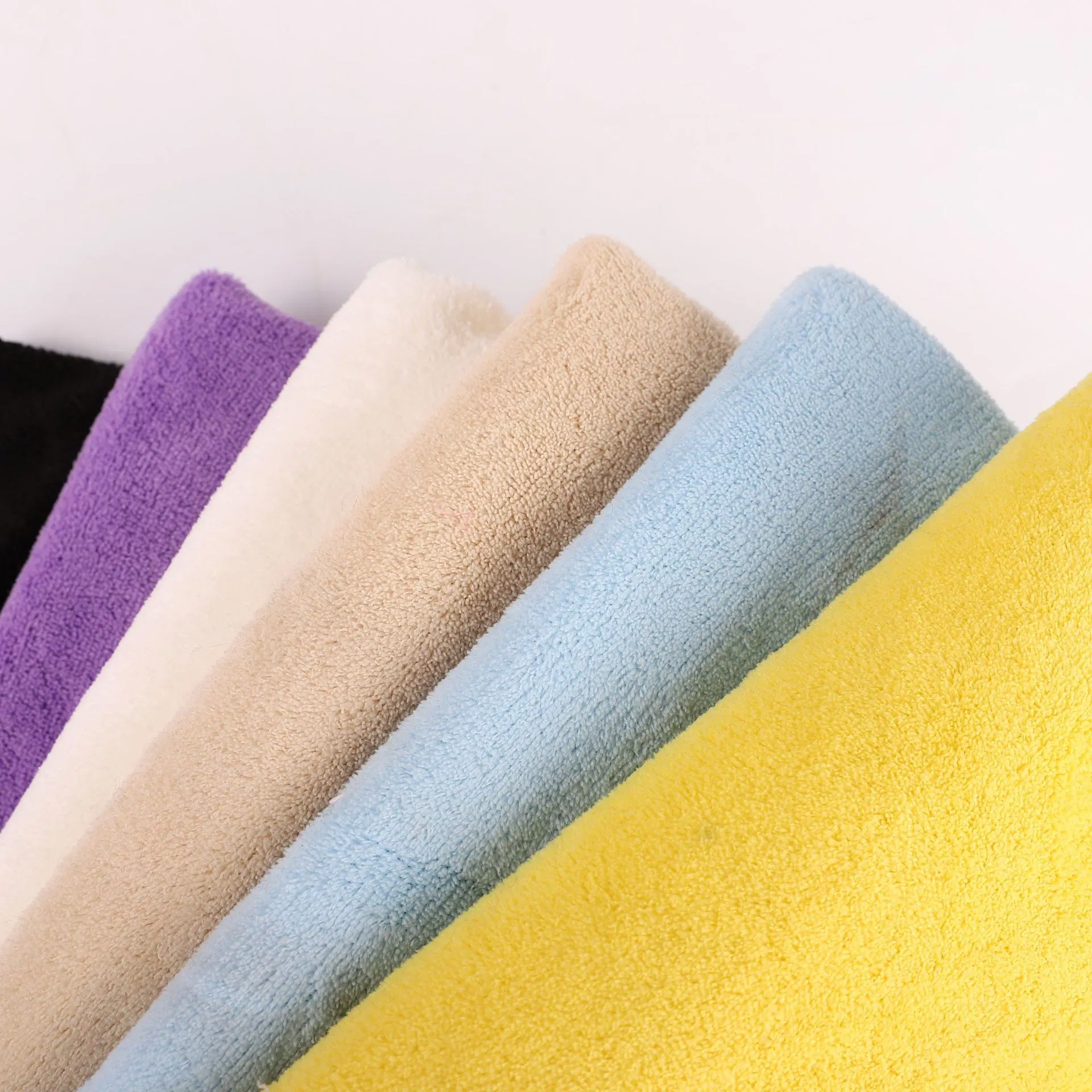 Solid Color Single Side Knitted Velvet Towel Bath Towel Fabric Coral