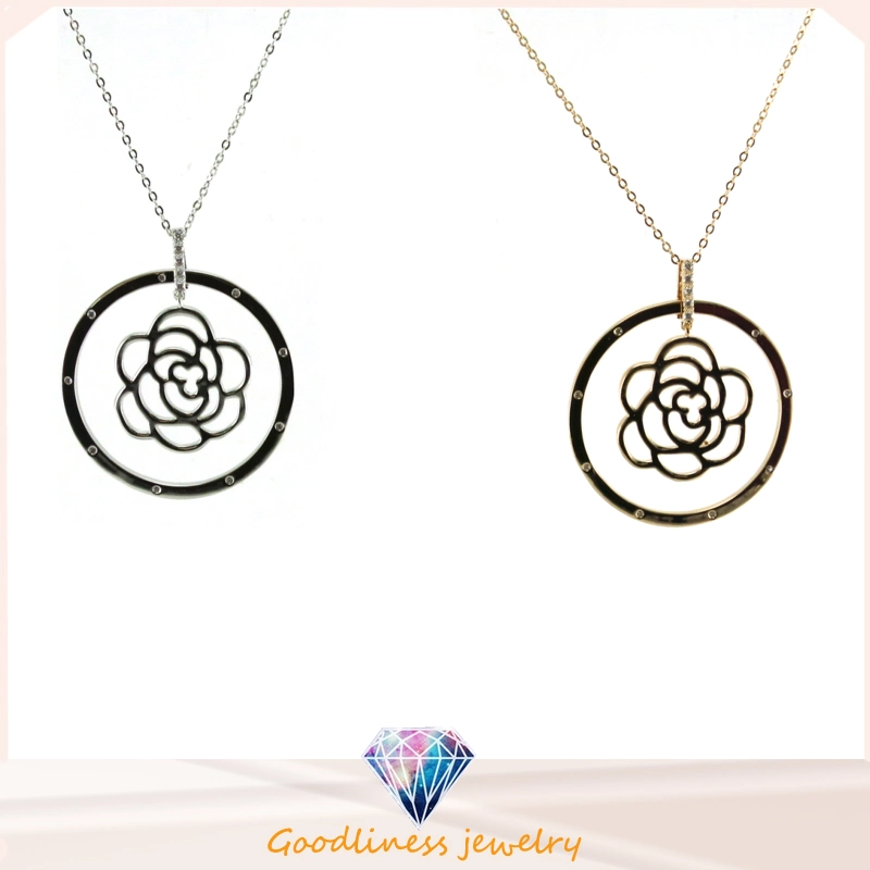 Großhandel/Lieferant Mode Frauen Rose Blume Anhänger Schmuck 925 Strling Silber Halskette (N6731)