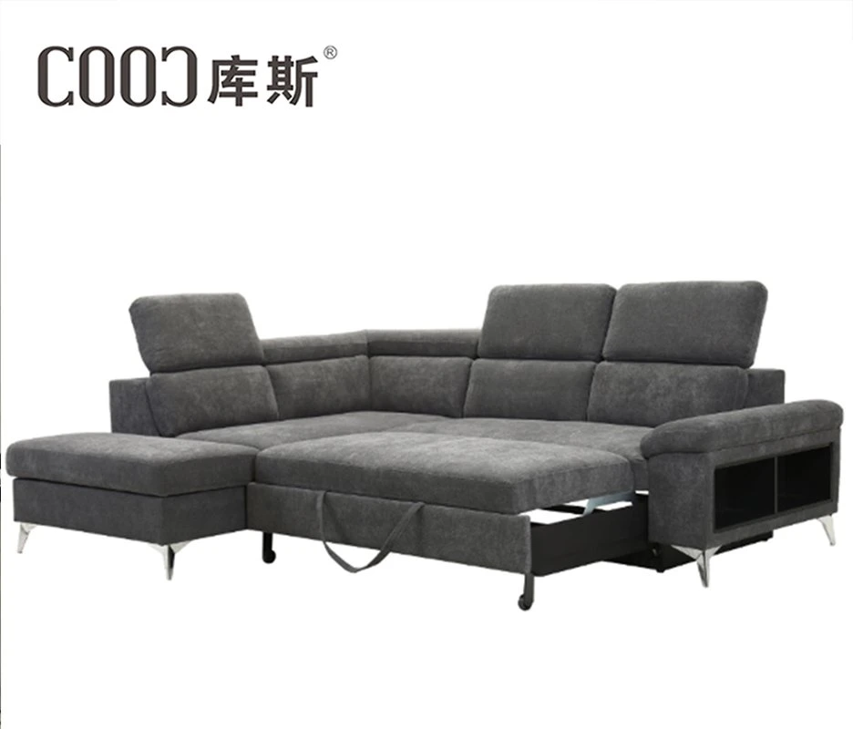 Sofá cama esquinero de tela seccional de esquina de sofá diván de sala de estar de apartamento moderno con muebles para el hogar de terciopelo.