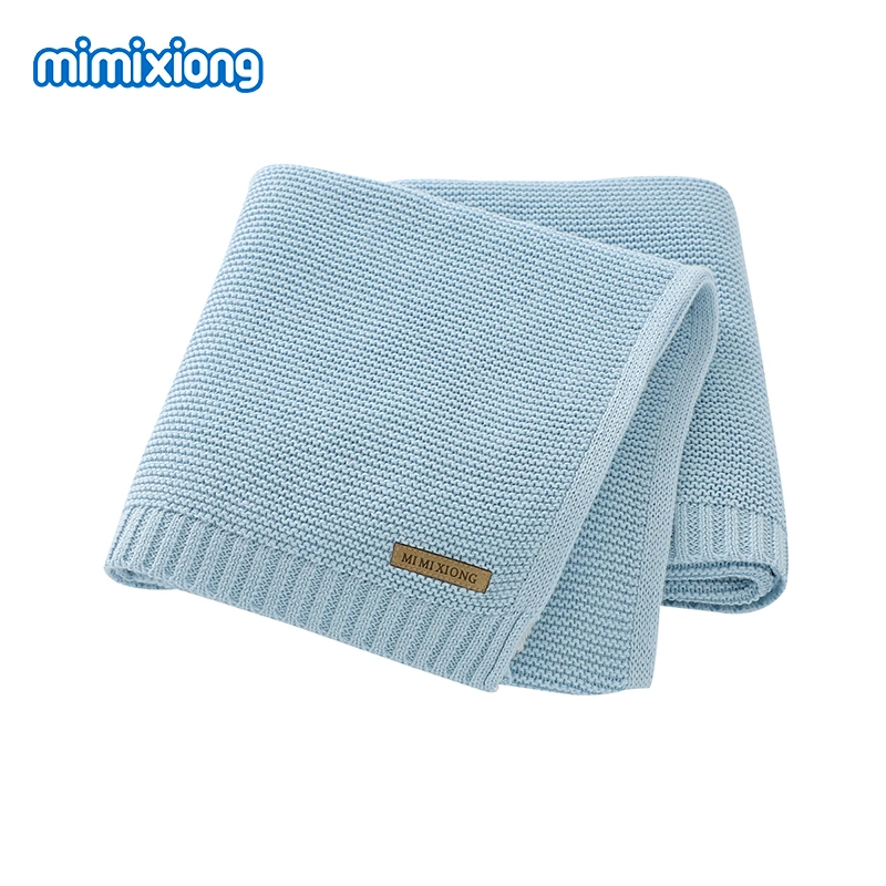 Amazon Top Sale Baby Cotton Blanket Wholesale Solid Color Super Soft Cozy Knitted Baby Blanket