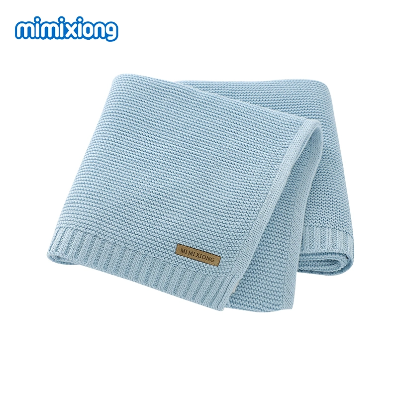 Amazon Top Sale Baby Cotton Blanket Wholesale/Supplier Solid Color Super Soft Cozy Knitted Baby Blanket