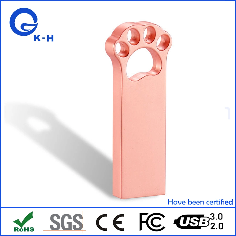 محركات أقراص USB المحمولة سعة 64 جيجابايت من مدلاة الذاكرة المعدنية سعة 16 جيجابايت من Cat Foot