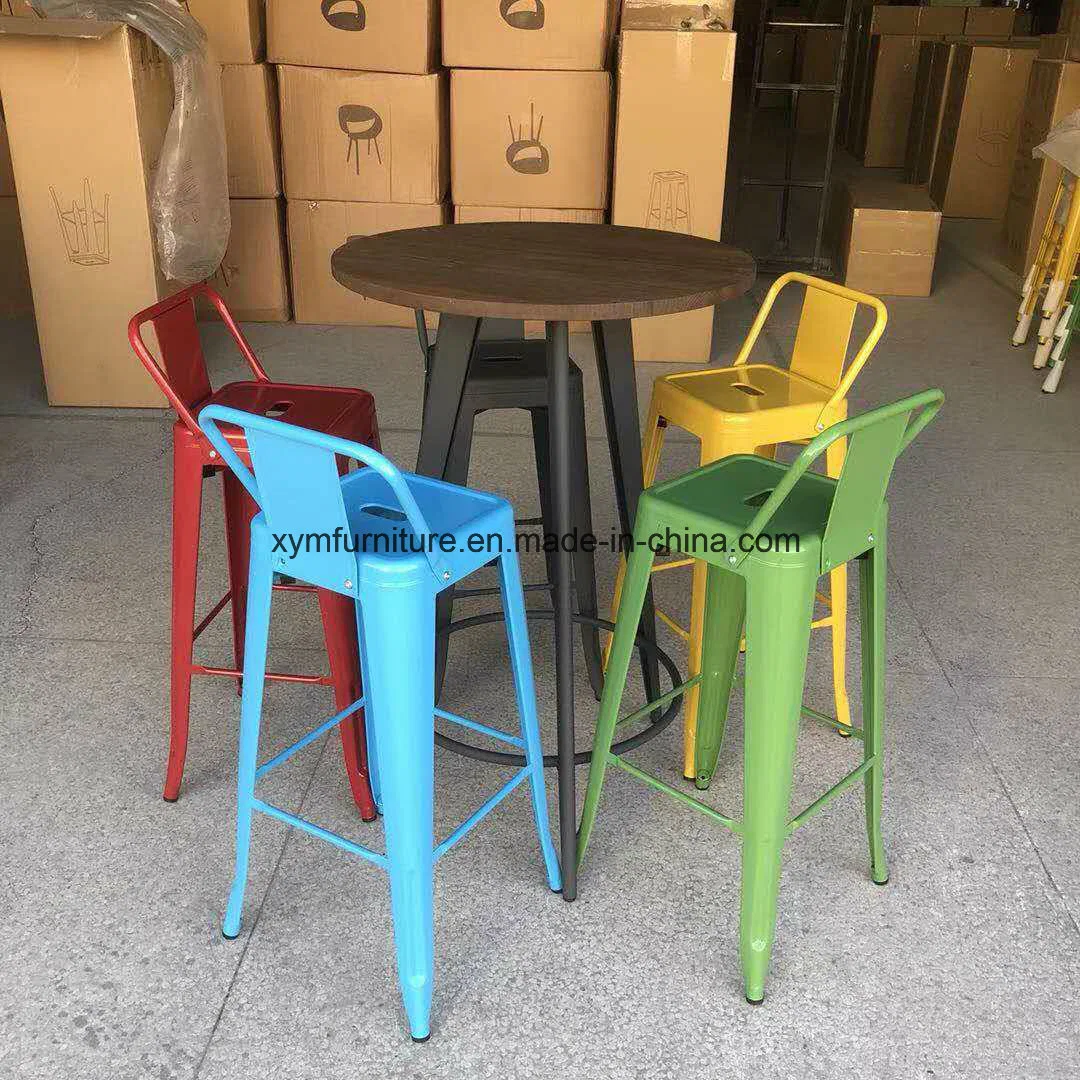 Industrial Side Chair Vintage Metal Dining Chair Timber Seat