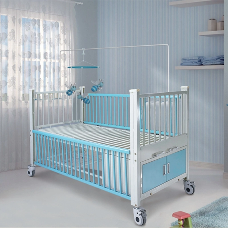 Double Croks Multifunction Bebés Cuna médica de acero inoxidable Hospital de niños Cama Manual cama Pediátrica de Niño