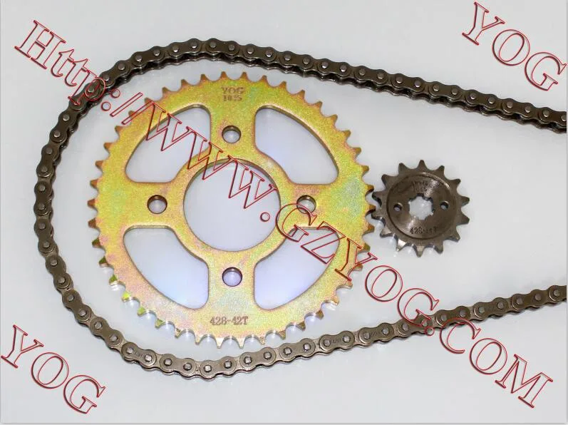 Yog Motorcycle Spare Parts Chain and Sprocket Transmission Set Dy100 Cg125 Bajajpulsar135