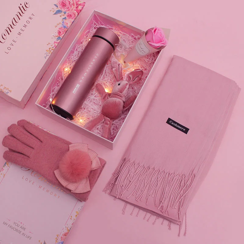 Winter Warm Three-Piece Scarf Gift Box Thermos Cup Gift Sets for Women