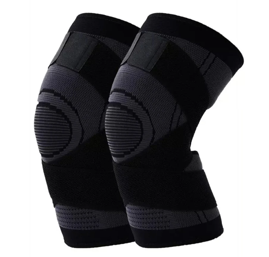 Sport Basketball punto Nylon Spandex compresión rodilla almohadilla con Correas ajustables