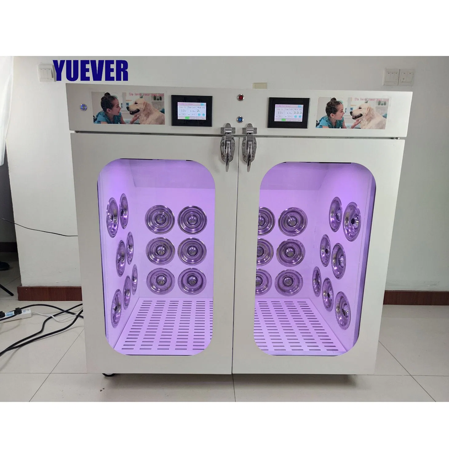 Yuever Medical 2 en 1 Equipo de habitación para Secador de pelo de mascotas Caja de secado de máquina automática Armario de mascotas Secador de Perros