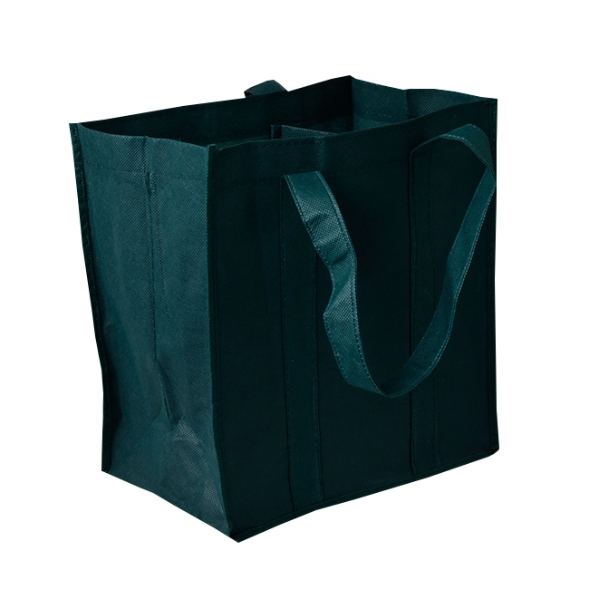 Customized Green Non Woven Bottle Wine Tote Bag