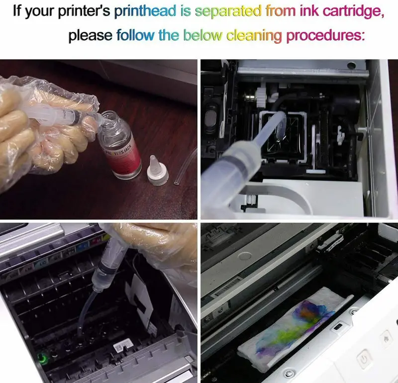 Printer Head Kit Dye Ink Printhead Cleaning Fluid for Inkjet Printers Brother HP Officejet 8600 5520 4620 6520 Epson Canon Brother Print Head Cleaning Kit