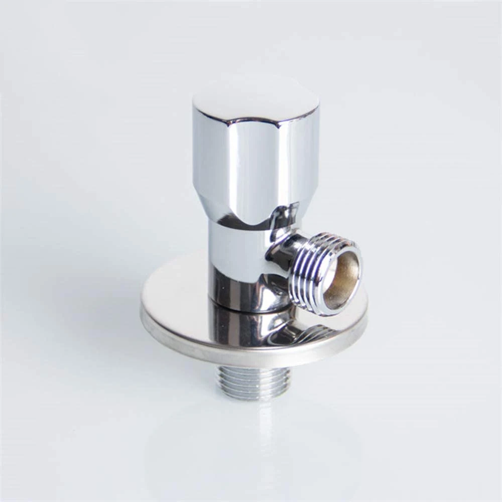 Chrome Finish Angle Valve Two-Way Zinc Alloy Handle Water Angle Valve Brass Angle Stop Valve for Bathroom Toilet Kitchen