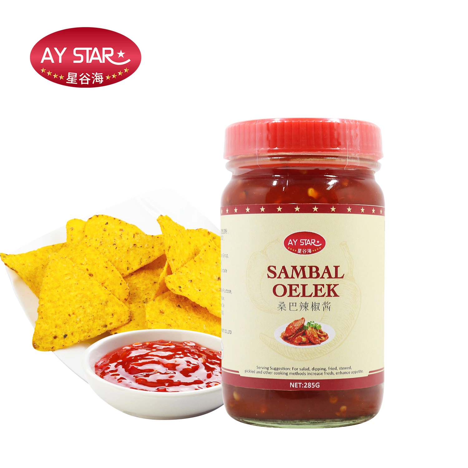 285g El frasco de cristal rojo Peppey Picantes sabrosa pasta de chile Salsa Sambal Oelek