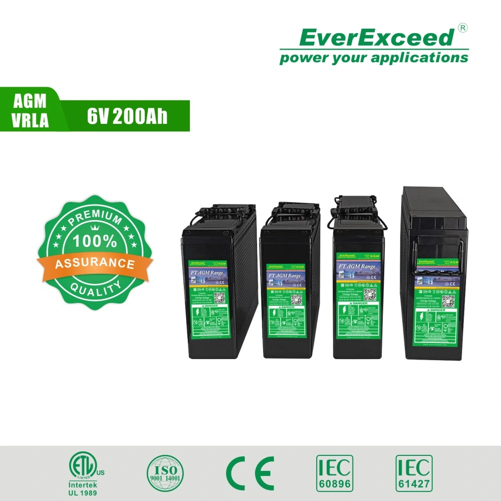 Everexceed 6V 200ah Front-Access-Terminal-Slim Gel Battery Telecom-Station/Solar-System/Home-Power-Bank/Communication-Equipments