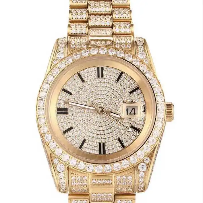 Plena ronda de diamantes Relojes de Lujo Relojes de Pulsera mujer mecánico Montre Dame Joyas de Hip-Hop