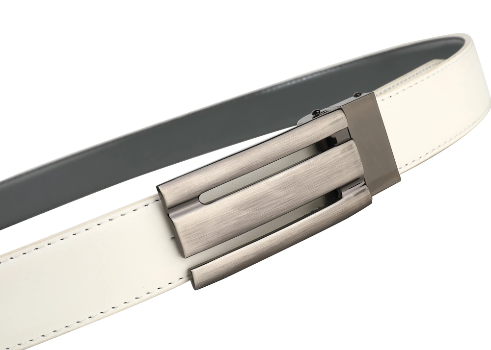 White Grey PU Reversible Leather Belt