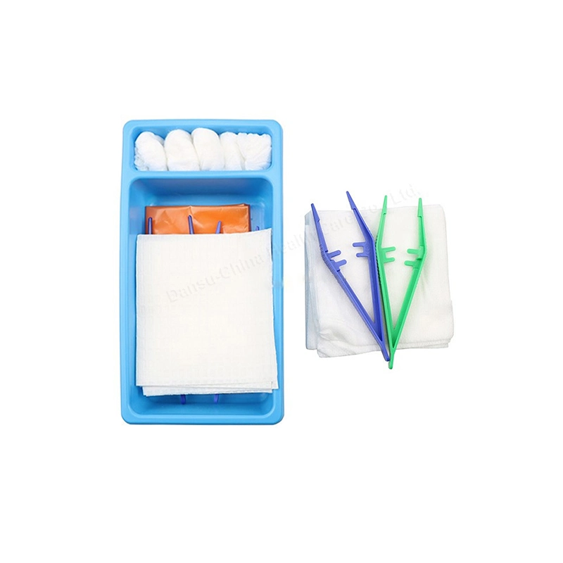 Chirurgische Wunde Dressing Pack Nahtentfernung Kit Sterile Dressing Kit Tablett mit vier Pinzetten