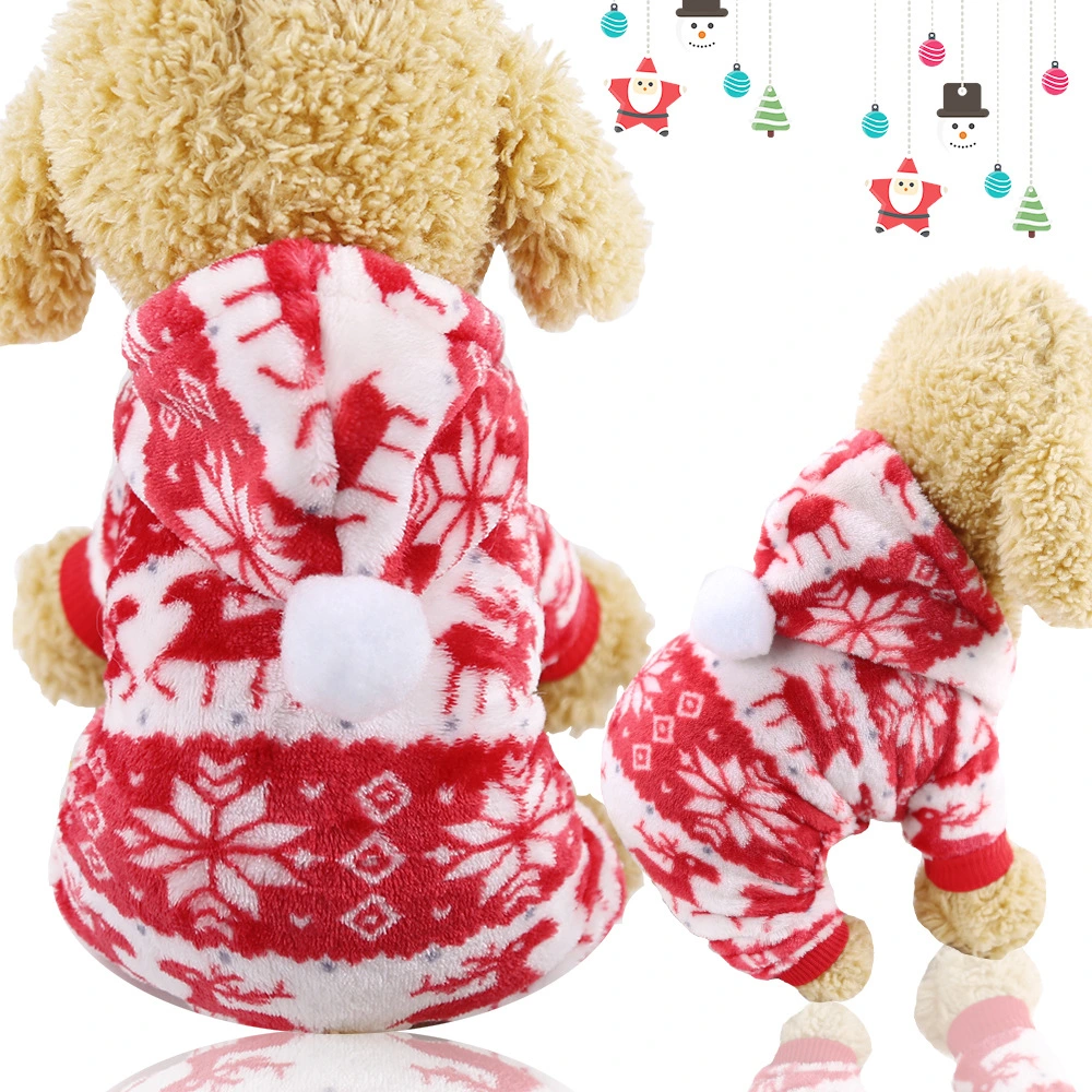 Cute Fleeced Indoor Pajamas Dog Clothes Christmas Garment Clothings