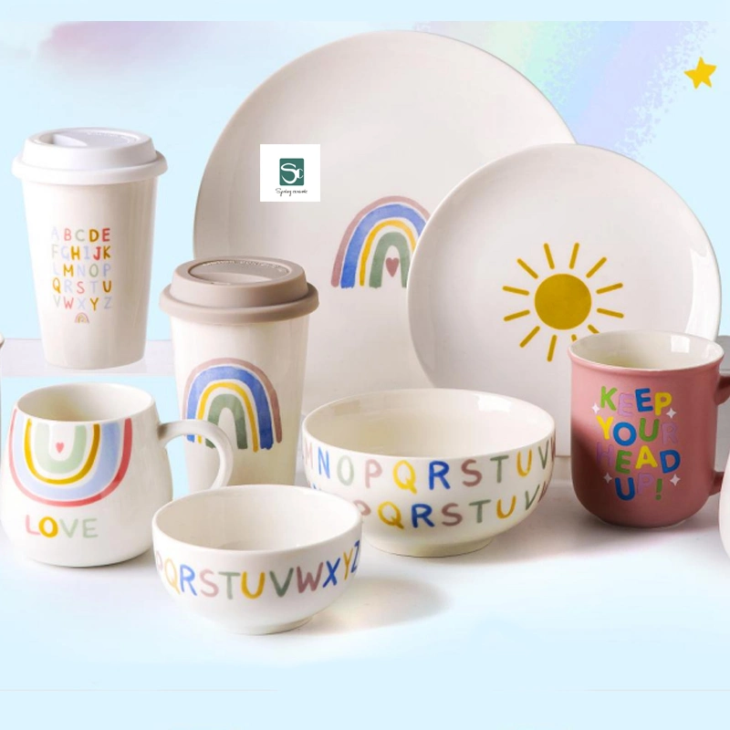 Printemps Rainbow tasse à café de nouvelle conception /dîner avec la plaque bol