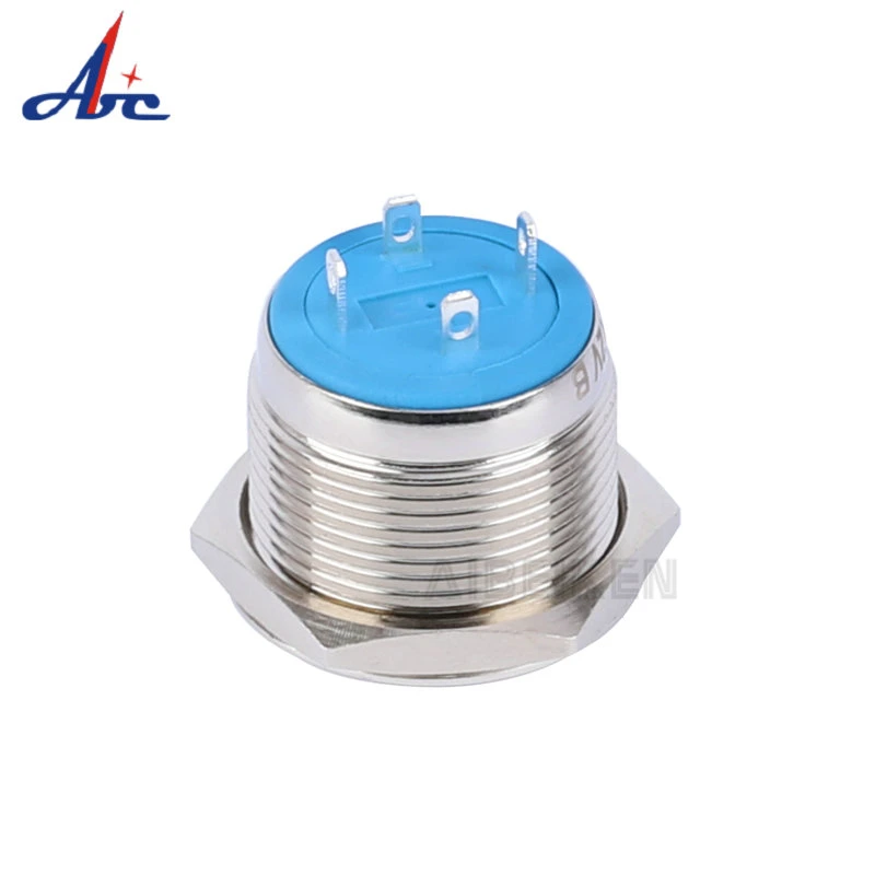 Low Voltage Push Button Switch 19mm Flat Head Momentary Ring LED Brass Nickel Metal Switch Button Cheap Waterproof