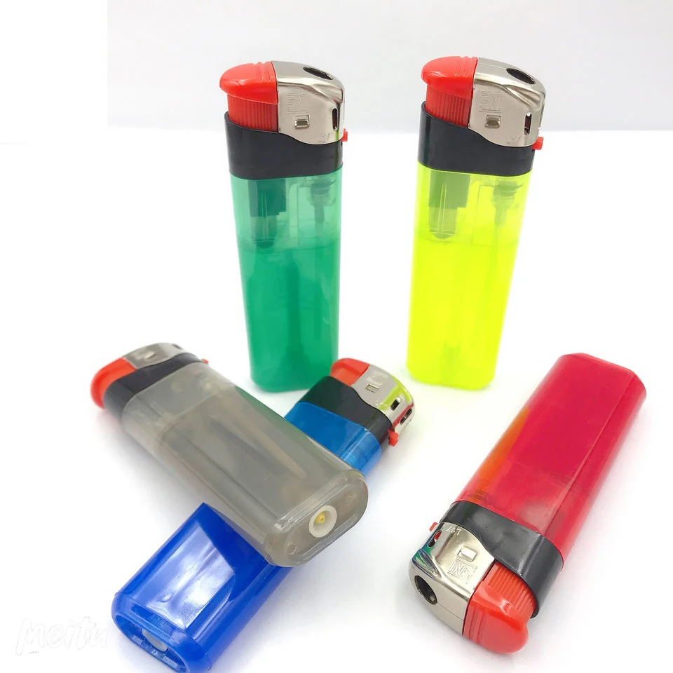 Colorful Plastic Cigarette Box with Lighter Refillable Electric Gas Lighter