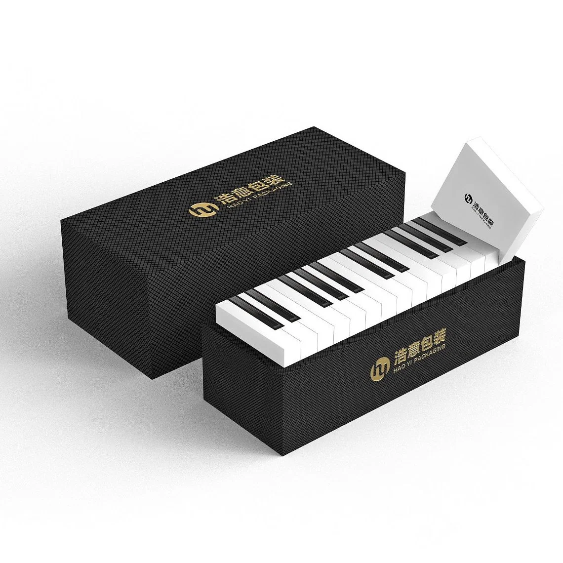 Caja de regalo de papel recubierto con diseño de piano personalizado con bolsa para Caja de cartón de embalaje