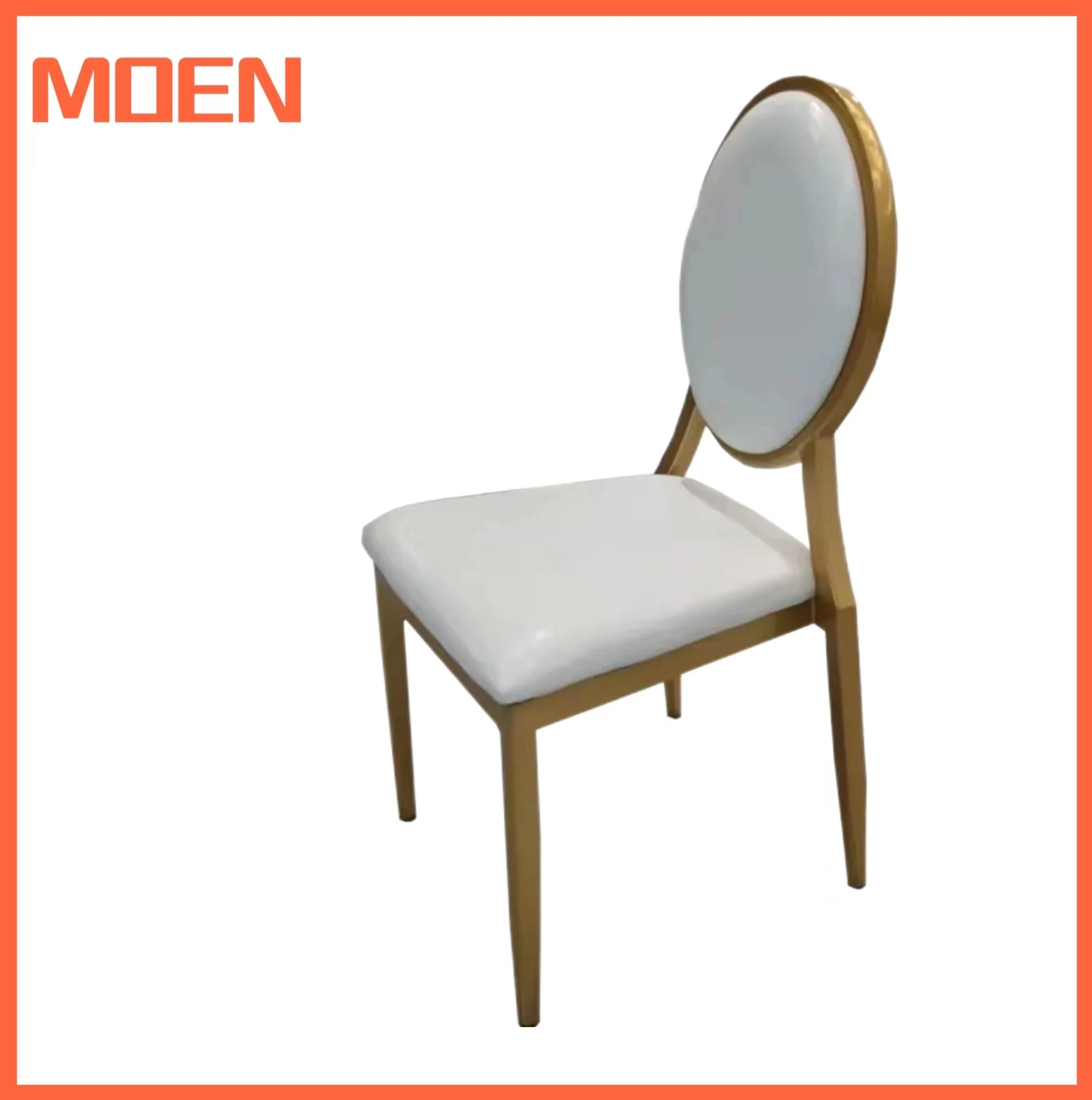 Best Selling Minimalist Style Leisure Metal Hotel Dining Chair Leather Round Backrest