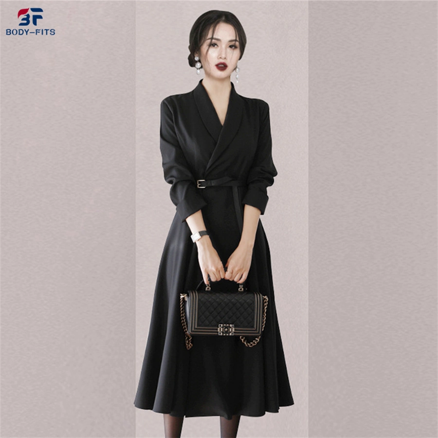 Fashion Black Suit Skirt Outerwear Long Style Thick Warm Shawl Cape Coat