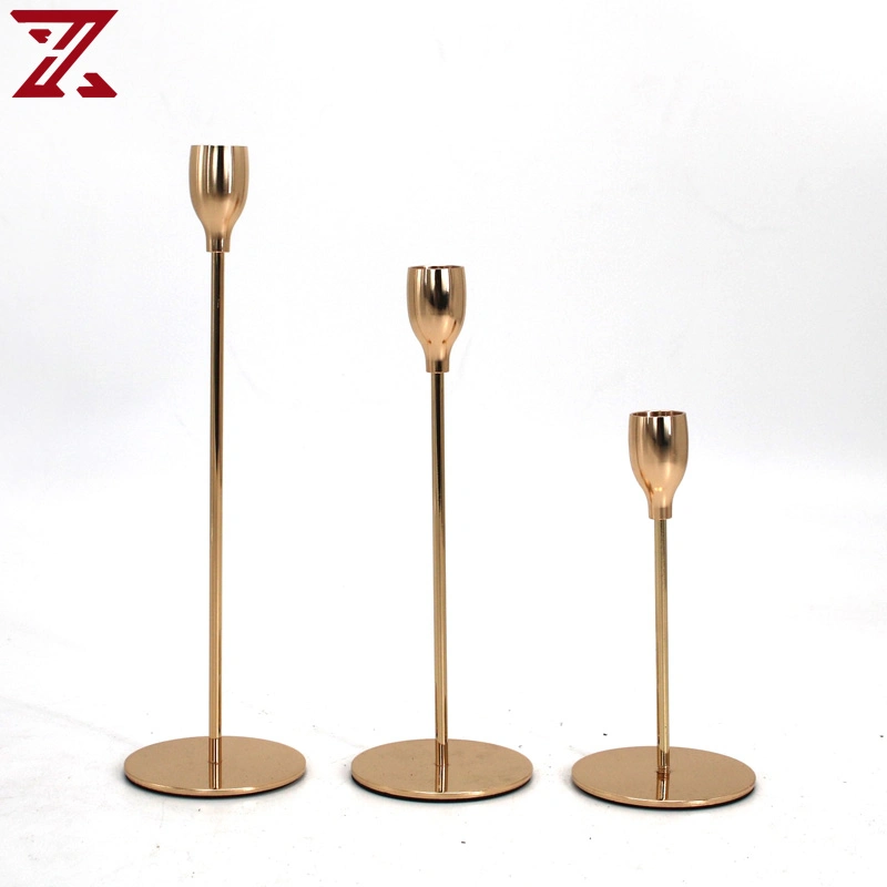 European Gold Silver Candlesticks Stand Metal Candle Holders for Home Decor