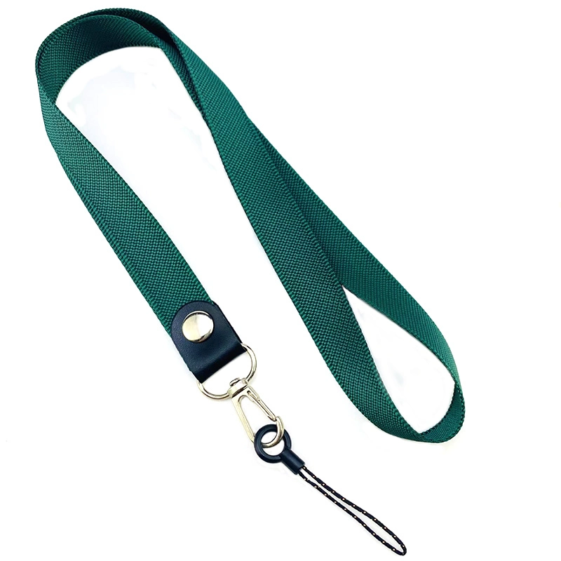 Custom Polyester Plain Color Wrist Strap ID Badge Card Holder USB Teacher Lanyard Keychain with Leather