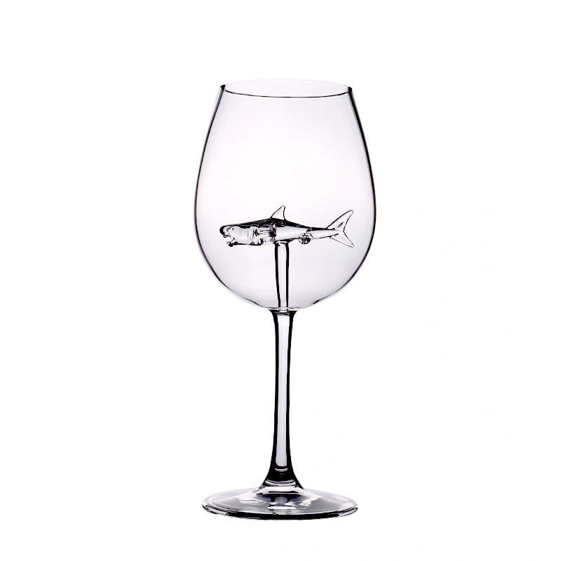 Creative Shark Clear Glass Wine Goblet High Borosilicate Glassware Long Stem Red Wine Glass