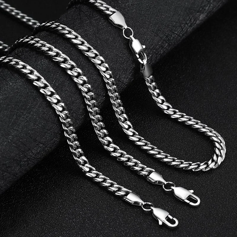 Stainless Steel Necklace Hip Hop Jewelry Silver 925 Fashion Polish Chain