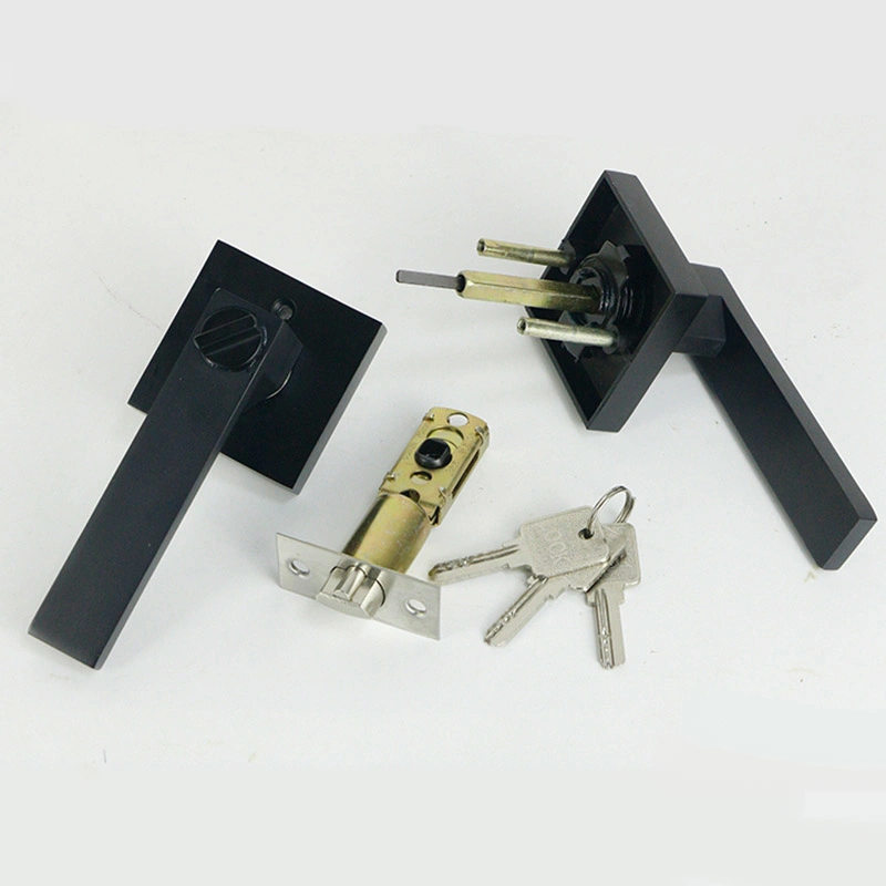 Matte Black Heavy Duty Tubular Lever Handle Lock Door Hardware