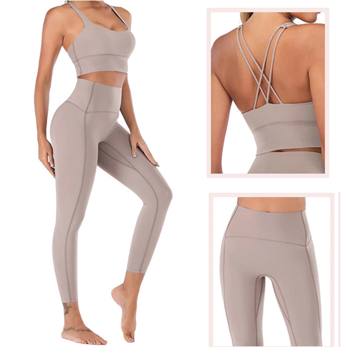 High Waist Gym Workout Naked-Feels 2 Piece Sports Clothing Yoga Leggings Set