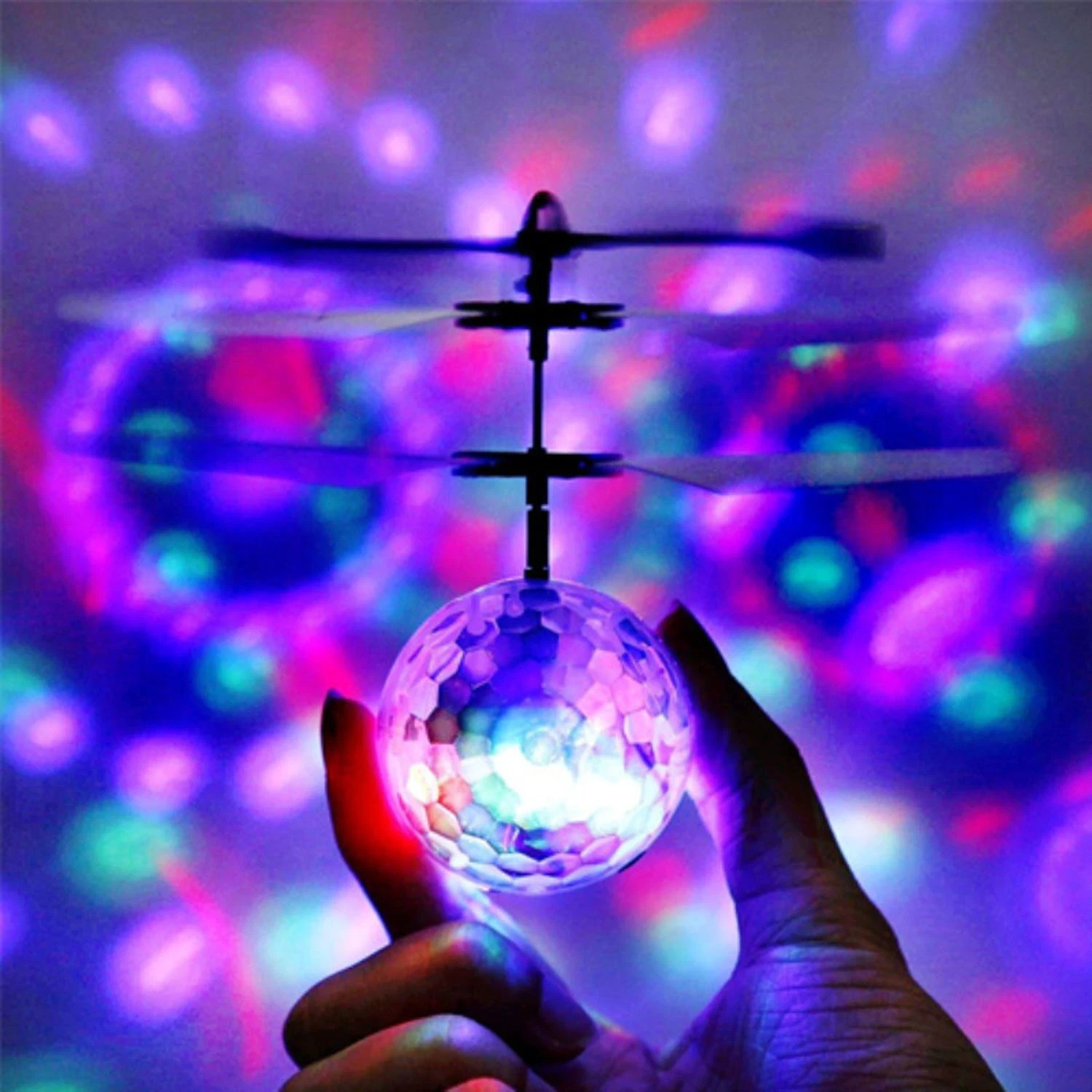 Bola de discoteca Helicóptero de juguete volador brillando colorido Drone volando