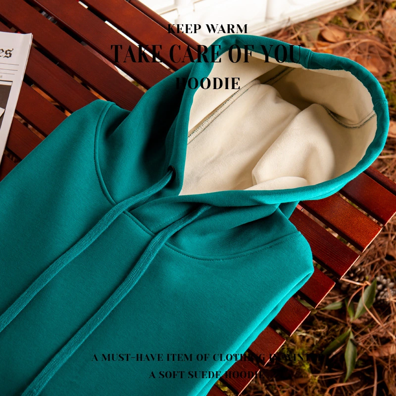 Through-Shoulder Crimp Design High Quality Fleece Lined Men Long Sleeve Sportswear Oversized Hoodies