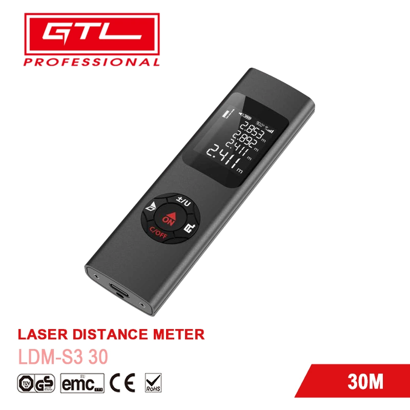 Medidor de distância a laser resistente Master de 30 m tipo C carregamento de 2 mm Precisão (LDM-S3 30)