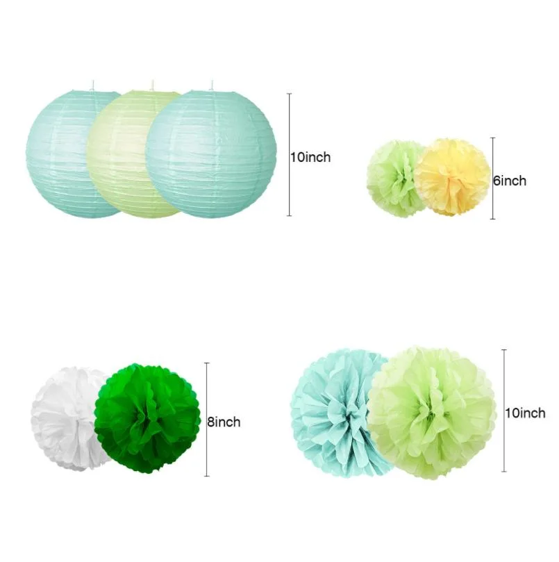 Summer Decoration Set Including Honeycomb Flower Ball Paper Fan Tassel Lantern Pull Flag